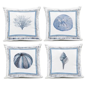 Stupell Industries Teal Coastal Borders 4pc Outdoor Decorative