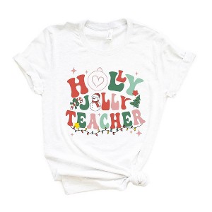 Simply Sage Market Women's Holly Jolly Teacher Short Sleeve Graphic Tee - 1 of 4
