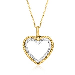 Ross-Simons 0.25 ct. t.w. Diamond Beaded Heart Pendant Necklace in 18kt Gold Over Sterling - 1 of 3