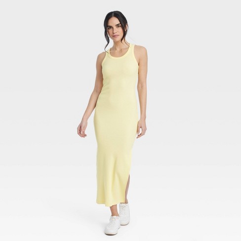 Women's Rib-knit Maxi Bodycon Dress - Universal Thread™ Yellow S : Target