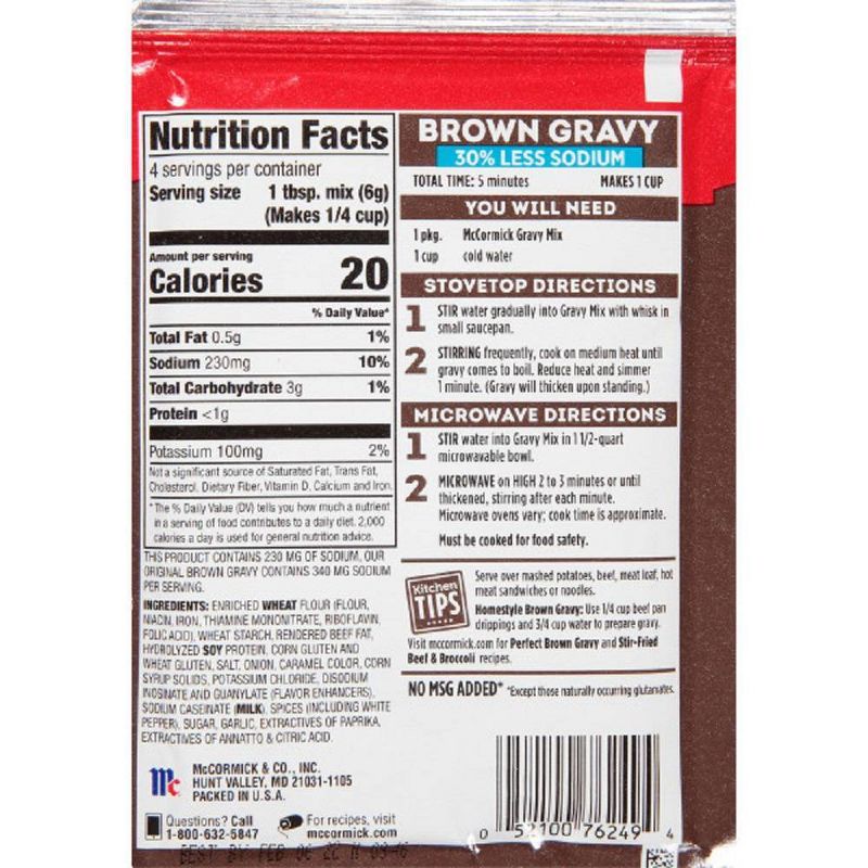 McCormick 30% Less Sodium Brown Gravy Mix .87oz, 3 of 7
