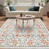 Acekool Floral Washable Rugs - Vintage Botanical Print Area Rug - 2 of 4