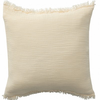 20" X 20" Cream And Beige 100% Cotton Zippered Pillow