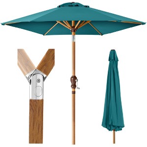 Best Choice Products 10ft Outdoor Woodgrain Pattern Steel Market Patio Umbrella w/ Crank, Tilt - 1 of 4