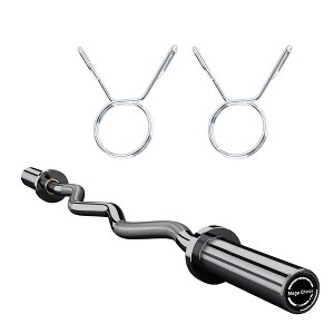 47 in  Black Curl Bar, 500 LBS Weight Capacity Barbell Curl Bar with 2 Clips for Weight Lifting, Strength Training, Deadlifts,  2 in Weight Plates - 1 of 4