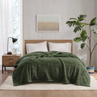Full Green Fleece Reversible Blanket with Velvet Binding