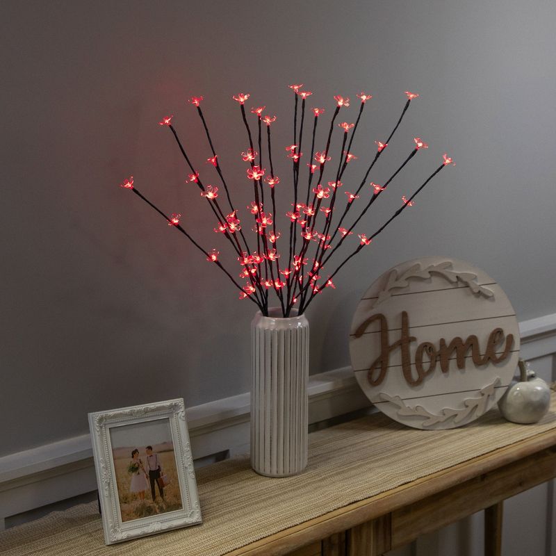 Northlight Set of 3 Pre-Lit Cherry Blossom Artificial Tree Branches, 72 Red LED Lights, 2 of 9