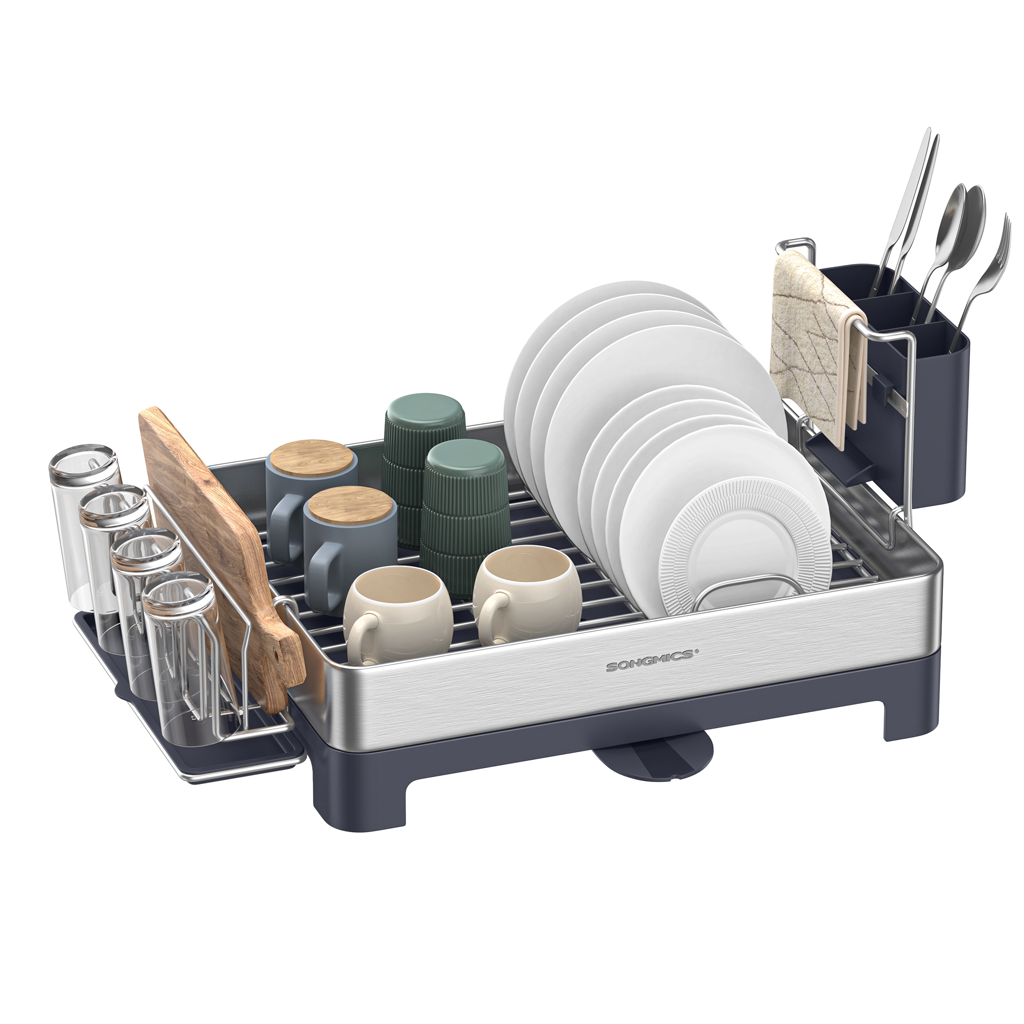 Stainless Steel Dish Drying Rack for Kitchen Counter Dish Drainers Silver and Gray
