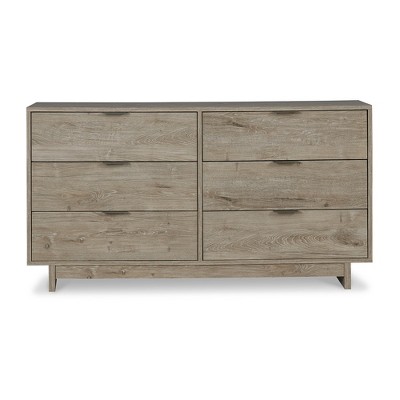 Light Brown 6-Drawer Engineered Wood Dresser