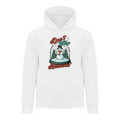 Everyday Kids Christmas Collection Don’t Stop Believin’ Pullover Hoodie – Holiday Snowman Sweatshirt