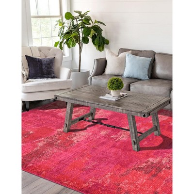 Abstract Pink Bliss 6'x9' Synthetic Easy-Care Area Rug