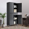 Metal Storage Cabinet with Lock, 71” Tall Garage Storage Cabinet with 4 Wheels and 2 Drawers for Home Office, Black - 2 of 4