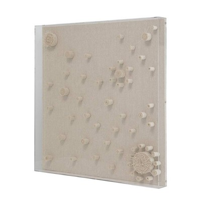 Beige 24" 3D Spiral Fabric Shadowbox Wall Art