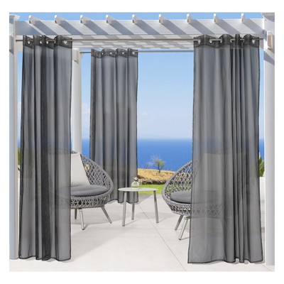 1pc 54x84 Sheer Tampa Outdoor Curtain Panel Gray - Outdoor Décor : Target