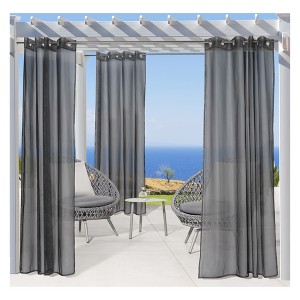 1pc 50"x96" Light Filtering No Se'em Solid Mesh Indoor/Outdoor Curtain Panel Black - Outdoor Décor: Patio Screen UV Protection - 1 of 3
