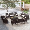vidaXL Patio Lounge Set Outdoor Sectional Sofa Set Garden Loveseat Poly Rattan - Black and White 16 Piece with Cushions - 2 of 4