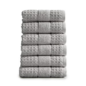 Market & Place Cotton Quick Dry Waffle Weave 6-Pack Hand Towel Set - 1 of 4