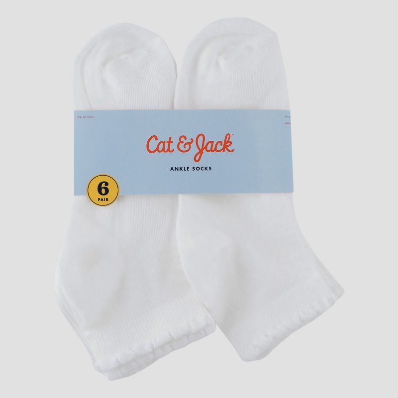 Girls' Casual Ankle Socks 6pk - Cat & Jack™ White, 2 of 4