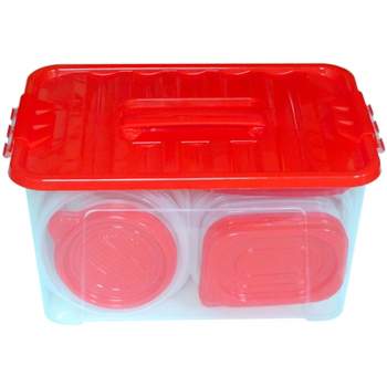 Tupperware Recipiente de plástico para comestibles 2.3 L Paquete de 4 (rojo)