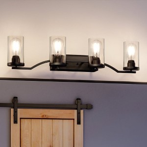 Urban Ambiance Luxury Contemporary Bath Light 8''H x 34''W,  Midnight Black Finish,  Mesa Collection, UHP4365 - 1 of 4