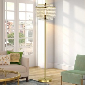 GTCLIGHTING Crystal Floor Lamps , Modern Standing Lamps with Double-Layer Lampshade, On-Off Foot Switch, for Living Room, Bedroom,Office - 1 of 4