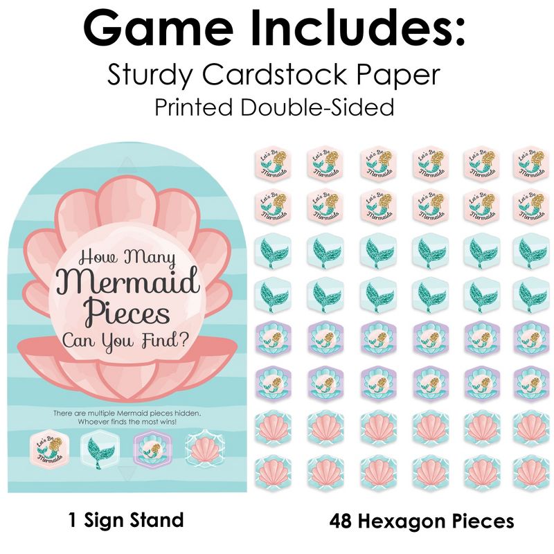 Big Dot of Happiness Let’s Be Mermaids - Baby Shower or Birthday Party Scavenger Hunt - 1 Stand and 48 Game Pieces - Hide and Find Game, 5 of 9