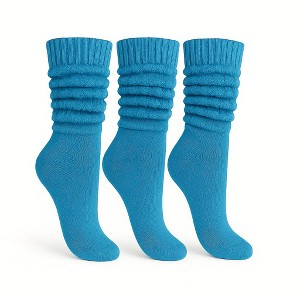 Women’s Slouch Socks Cotton Slouchy Knee-High Boot Socks 3 Pairs Scrunch Breathable Extra Long All-Season Comfort - 1 of 4