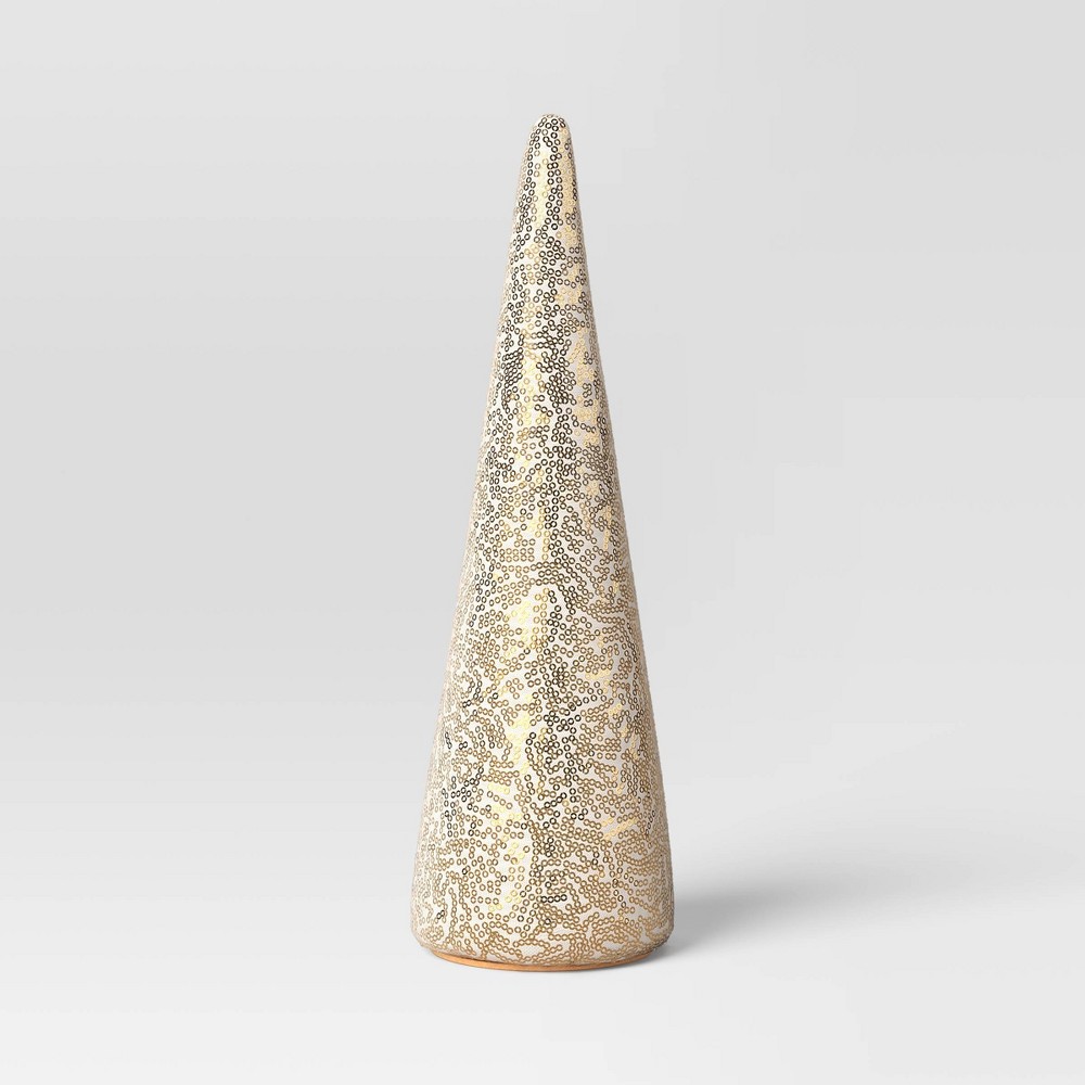 14.5" Sequined Fabric Cone Christmas Tree Sculpture - Wondershop™ Gold