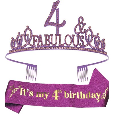 Ebe Emmasbyemma 4th Birthday Sash And Tiara For Girls - Fabulous ...