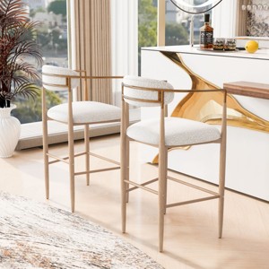 Modern Counter Height Bar Stools with Upholstered Seats, Sturdy Iron Frame, and Comfortable Foam Cushion (Set of 2)-Coolbibila - 1 of 4