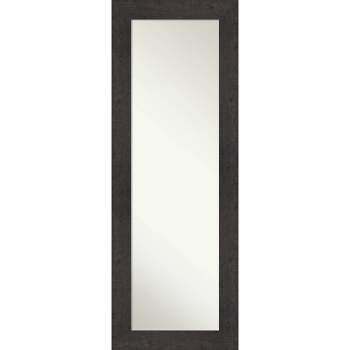 20" x 54" Non-Beveled Rustic Plank Espresso Full Length on The Door Mirror - Amanti Art