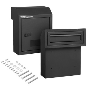 VEVOR Through The Door Key Drop Box, Heavy Duty Steel Through the Door Mailbox with 1.8" 12" Key Lock, 12x6x16" Mail Drop Box, Black - 1 of 4