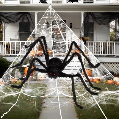 Joyfy Halloween Spider Web with Giant Spider Set,Realistic Hairy Spiders,400 sq ft Spider Web,Outdoor Decorations and Yard Party Decor Supplies