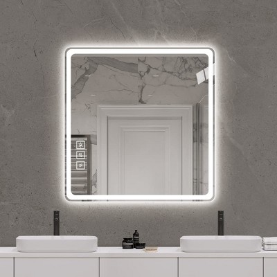 GlasFlength Decorative Wall Mirrors Classic Mirror Wall Mirror Decorative Square Mirror Vanity Mirror for Bathroom, Silver, 36"*36"*0.98"