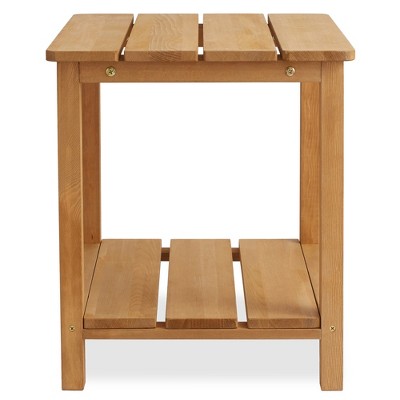 Natural Cedar Wood Outdoor Side Table with Shelf