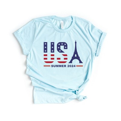 Simply Sage Market Women's USA Eiffel Flag Short Sleeve Graphic Tee
