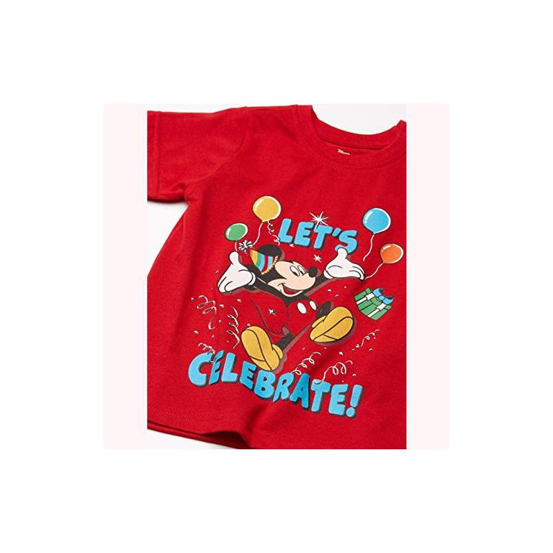 Disney Boy's Mickey Mouse Let's Celebrate! Birthday Party Shirt, 100% Cotton for toddler, 3 of 4