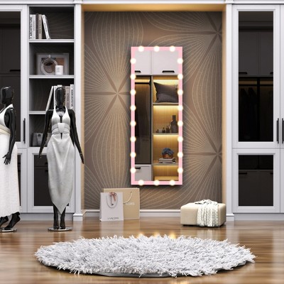 Runesay Modern Pink Full Body Vanity Mirror for Dressing Room Bedroom