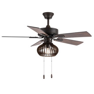 42" 5 Blade Cordelia Oil-Rubbed Bronze Lighted Ceiling Fan - River of Goods: Mid-Century Modern, Reversible Motor - 1 of 4