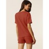 cheibear Women's Casual Pullover Short Sleeve Sleepshirt with Shorts Waffle Pajama Sets - 3 of 4