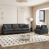 Chenille Upholstered Modular Sofa Set with Throw Pillows, 3-Seater and Armchairs - 2 of 4