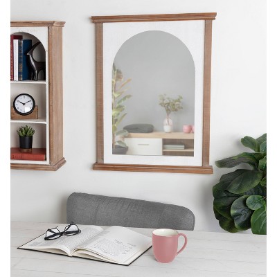 Rustic Brown and White Arched Wood Vanity Mirror