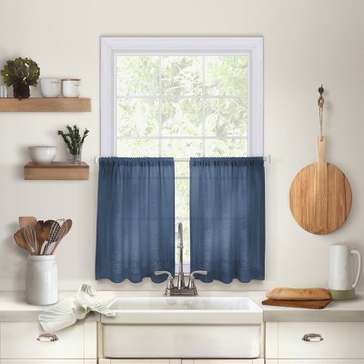 Elrene Cameron Linen Rod Pocket Kitchen Tier Window Curtain Set of 2 - Elrene Home Fashions