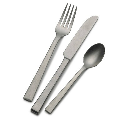 Mikasa 12pc York Stonewash Flatware Set: 18/10 Stainless Steel, Modern Style, Dishwasher-Safe, Service for 4, Silver