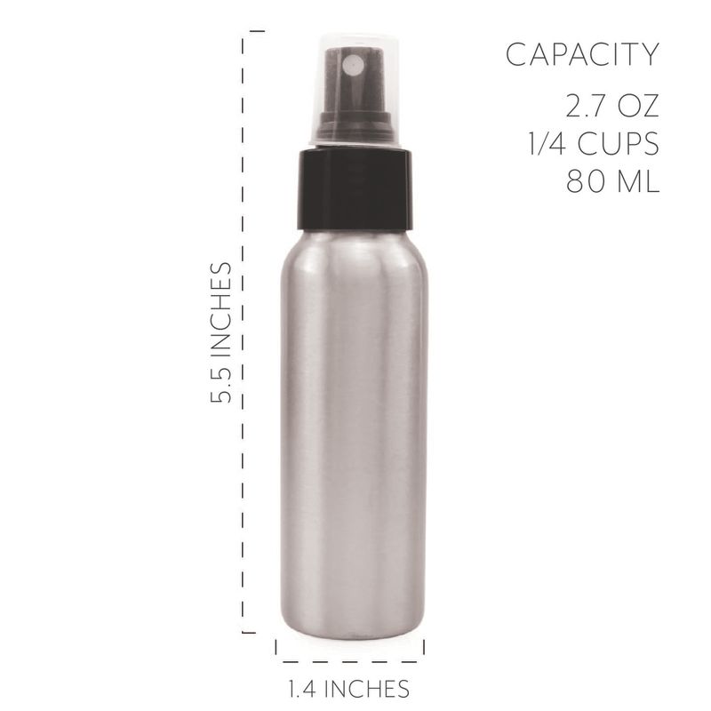 Cornucopia Brands 2oz Aluminum Fine Mist Spray Bottles, 6pk; Empty Mini Metal Atomizer Bottles, 2.75oz Travel, Purse, and Sample Size, 2 of 7