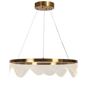 LNC Awtisfin 1-Light Polished Gold with Acrylic Glass Round LED Indoor Chandelier: Energy-Efficient, ETL Listed, Dimmable - 1 of 4