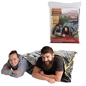 Grizzly Gear Emergency Extra Large Thermal Sleeping Bag (Accommodates 2 Adults)- XL 84" x 36" NASA Mylar Waterproof Heat Retaining Survival Tent- for - 1 of 1