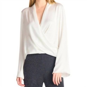 Women's Bell Sleeve Satin Top - Dex - 1 of 4