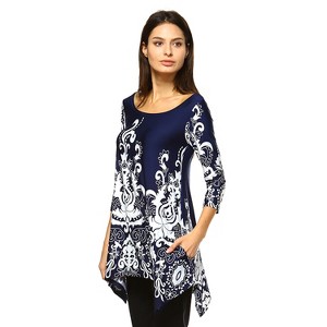 Women's Scoop Neck Printed Yanette Tunic Top - White Mark - 1 of 4