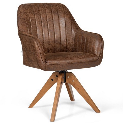 Retro leather swivel discount chair